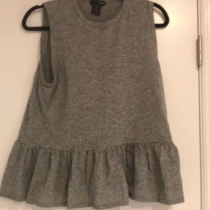 Aqua grey peplum sleeveless tee size l